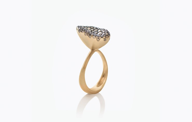 BABY MALAK FLOURISH CHAMPAGNE SMALL MARQUISE RING